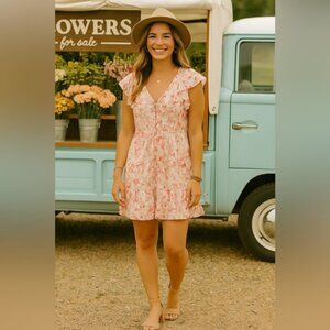 Storia Ruffle Floral Mini Dress Romantic Cottagecore Spring Wedding Brunch Boho
